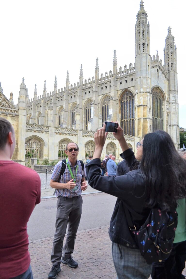 Private guided tour outside King's College, Cambridge