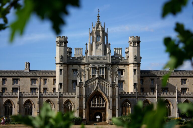 Historic Cambridge riverside buildings along the River Cam